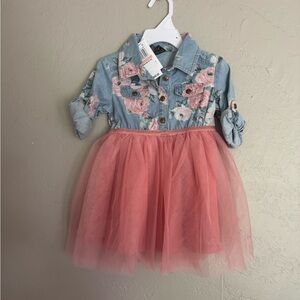 Floral Denim and Pink Tulle Dress